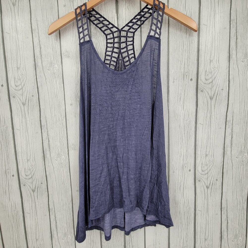 Coverstitched Crochet Back Sleeveless Top S